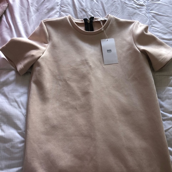 New with tags Zara blush pink suede shift dress. Cute just not my style. - Picture 2 of 2
